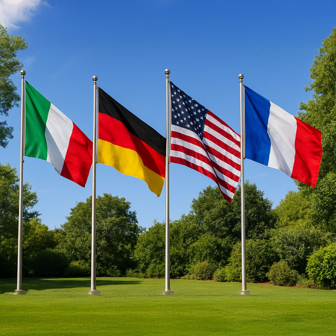 Extra-large pole flag with high-resolution fabric printing detail.
