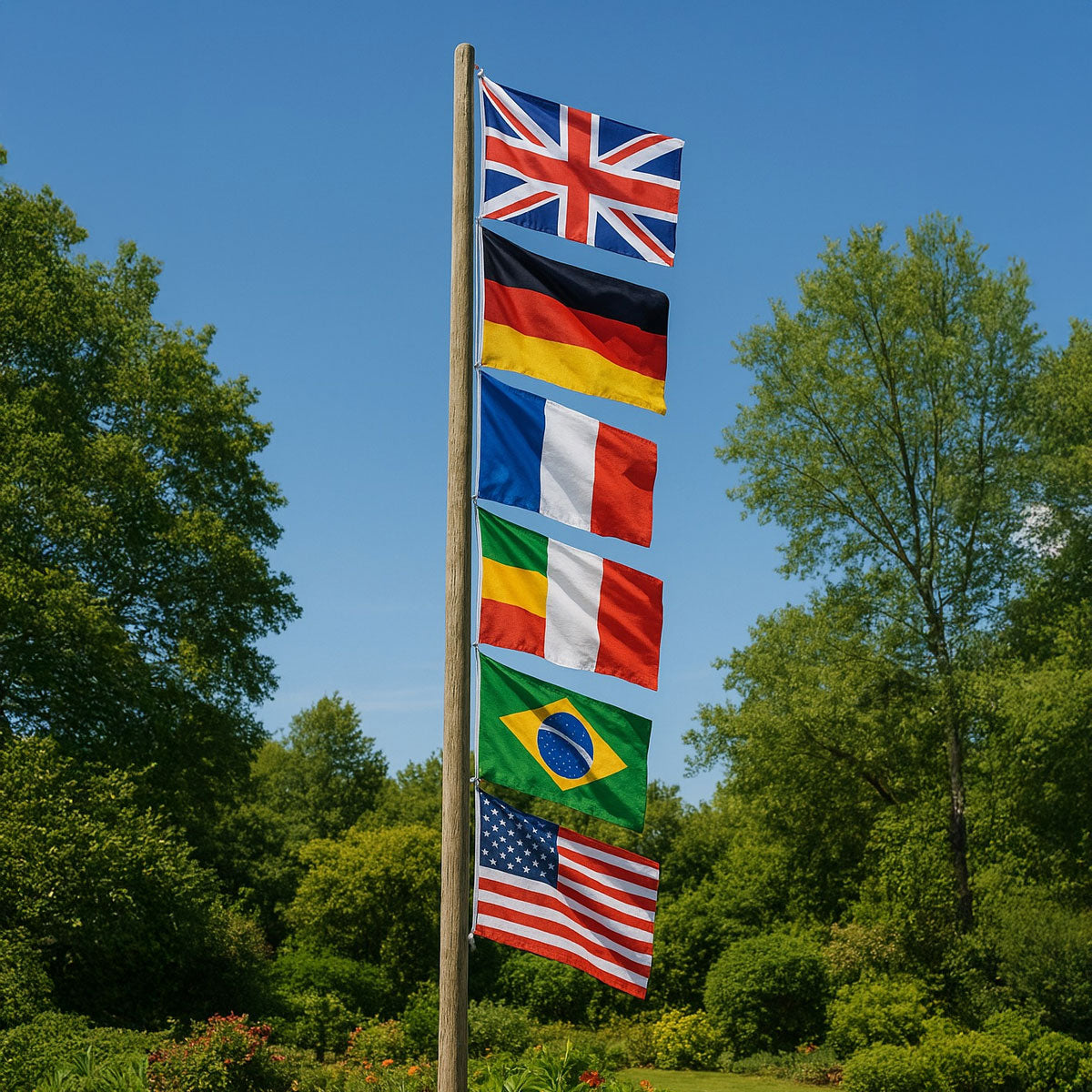 High-resolution country flag made with professional fabric printing.
